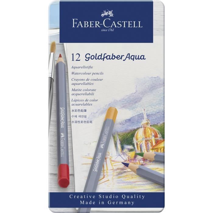 FABER-CASTELL Boîte de 12 Crayons de couleur Goldfaber aquarelle