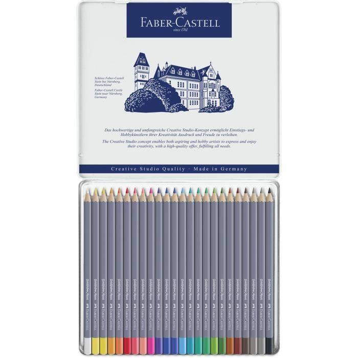 FABER-CASTELL Boîte de 24 Crayons de couleur Goldfaber aquarelle