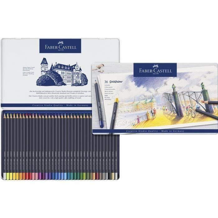 FABER-CASTELL Boîte de 36 Crayons de couleur Goldfaber permanent