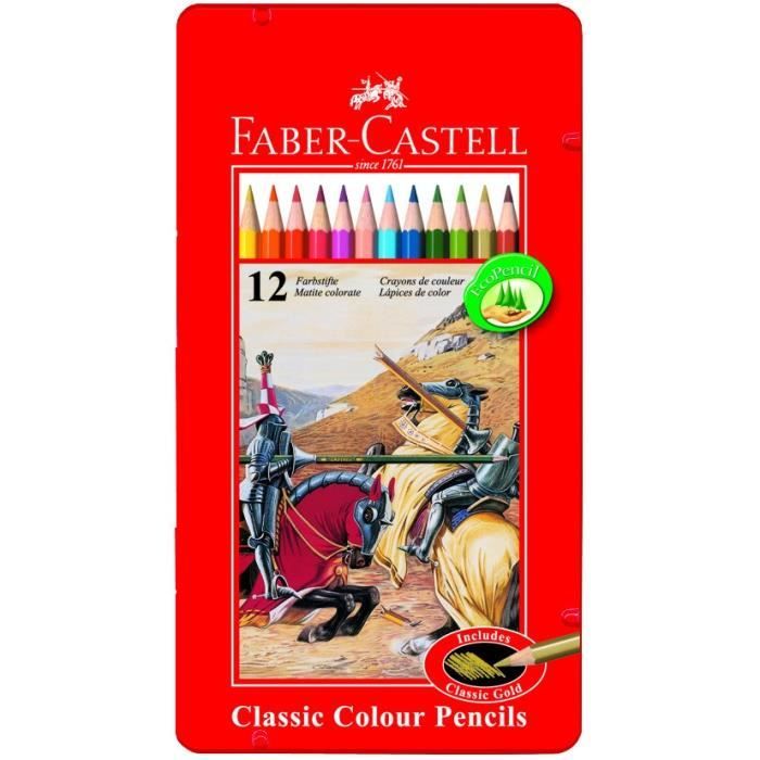 FABER-CASTELL Boîte de 12 Crayons de couleur hexagonal - Coloris assortis