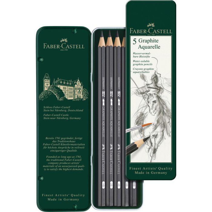 Crayons Graphite Aquarelle - FABER-CASTELL - Étui Inclus - Couleur Graphite - Mixte