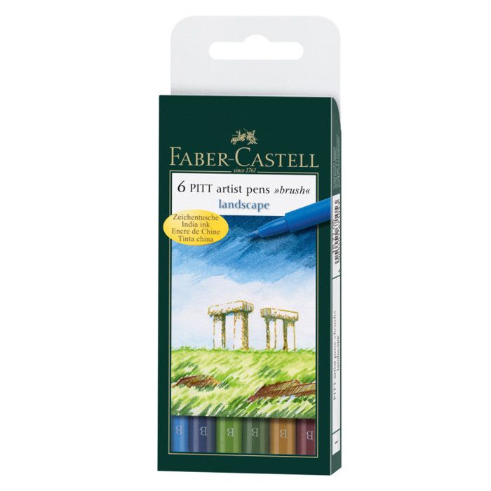 Feutres - FABER-CASTELL - Pitt Couleurs Paysage - 6 Feutres - Pointe B BRUSH - Multicouleur