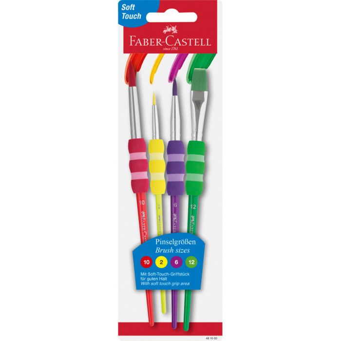 Pinceaux - FABER-CASTELL - Soft Touch - 4 pièces - Souples et robustes - Idéal pour enfants