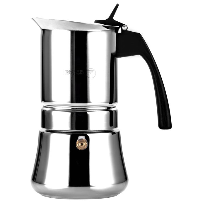 Cafetière Expresso Italienne Induction, Acier Inoxydable 4 Tasses de Café FAGOR Etnica  Argent 00376