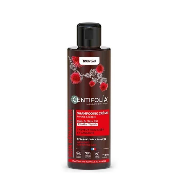 Shampooing crème réparateur huile de Ricin et Kératine Végétale 200ml - Centifolia 0,15