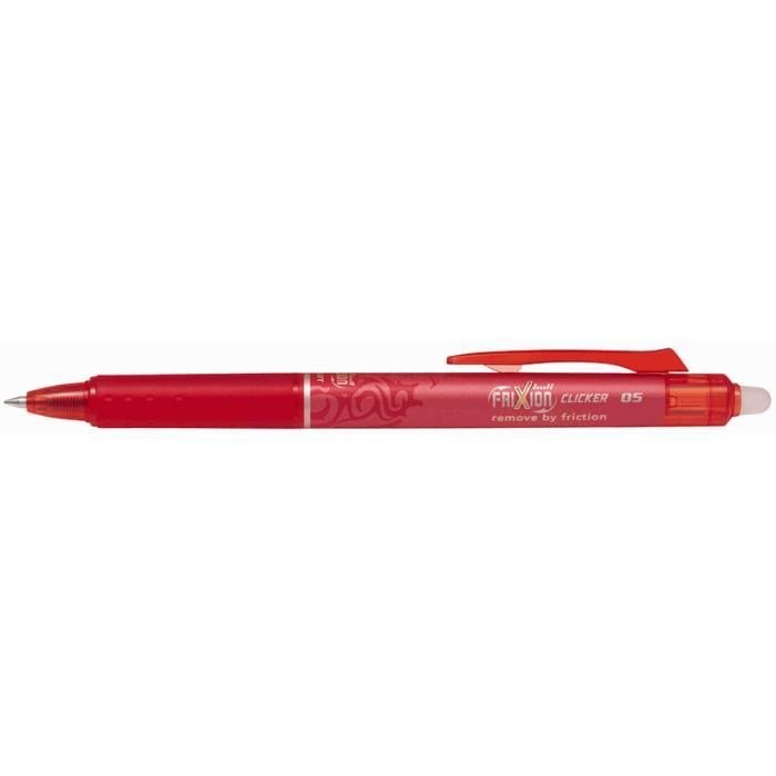 Roller encre gel effaçable Clicker Frixion - Rouge - Rétractable - 0.7mm