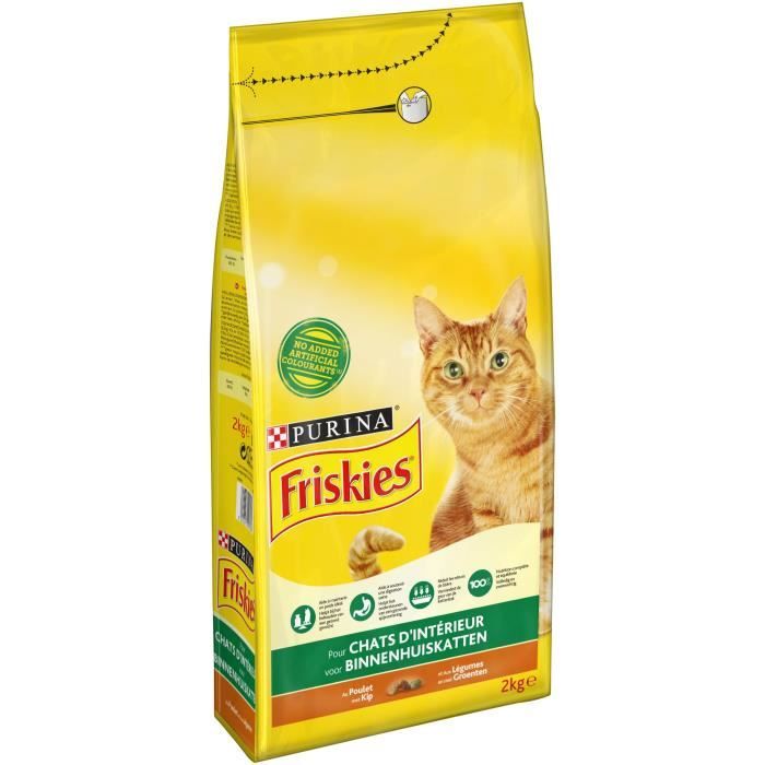 FRISKIES Croquettes - Au Poulet et au goût de légumes du jardin - Pour chat d'intérieur - 2 kg