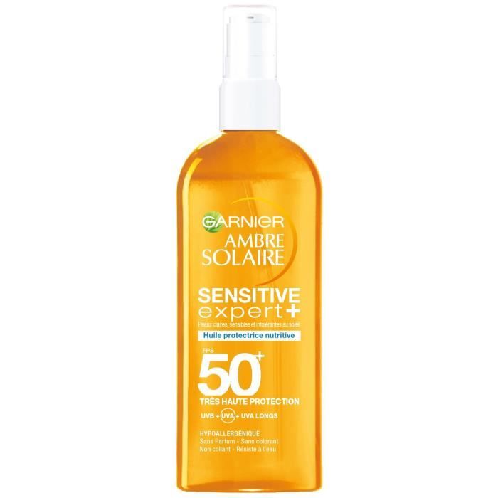 Huile solaire - GARNIER - Ambre Solaire - FPS 50+ - Hypoallergénique - 150 ml