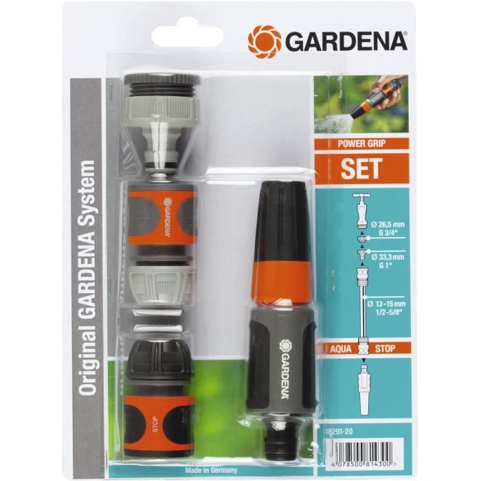 GARDENA Nécessaire de base –Adapté tuyau Ø13mm et Ø15mm –Compatibilité Original GARDENA System –Kit complet– Garantie 2ans