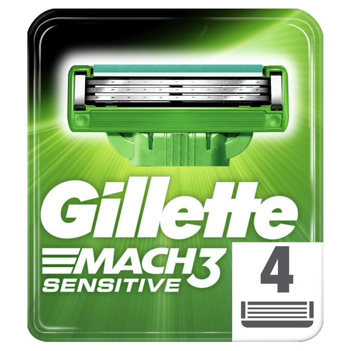 Gillette Recharges de Lames de Rasoir Sensitive Mach 3 - 4 unités