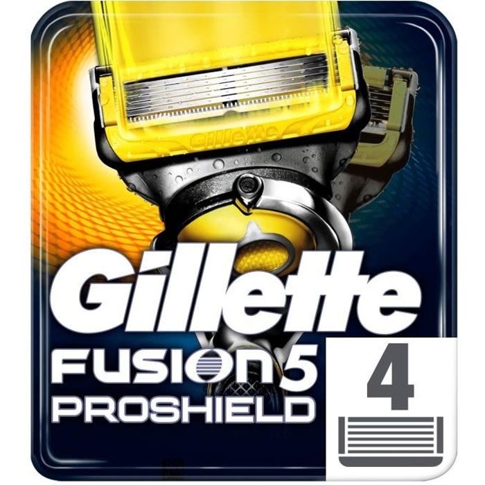 Lames de rasoir - GILLETTE - Fusion5 ProShield - Rasage doux - Protection irritations - Lot de 4