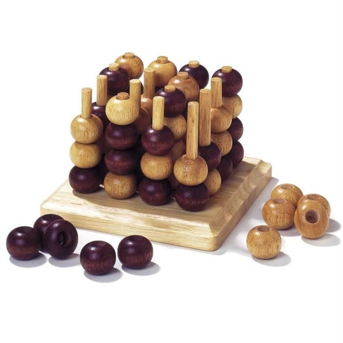 Jeu de stratégie - GOKI - TicTacToe 3D en bois - Pour enfants - Mixte - Marron