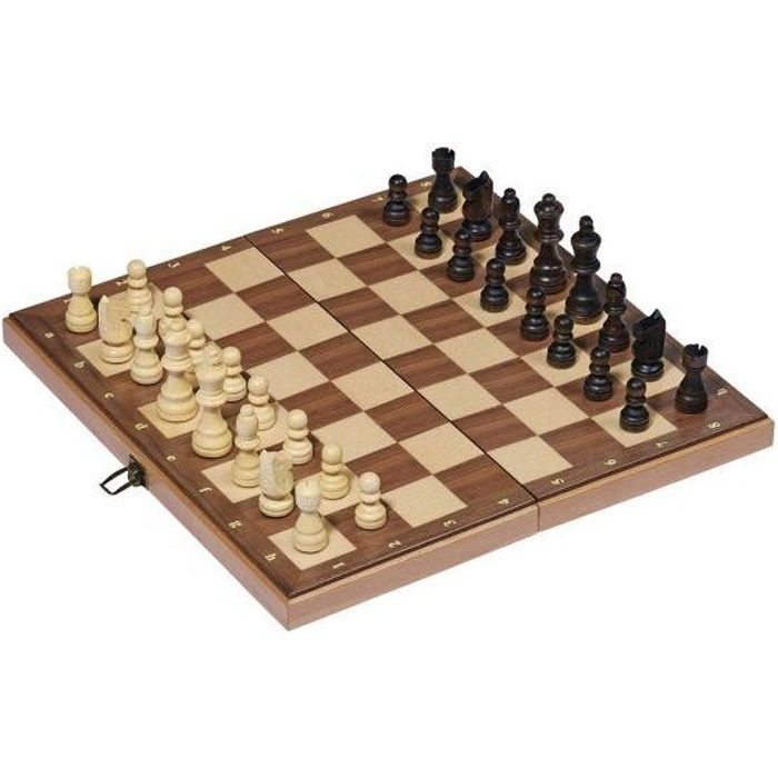 Jeu d'échecs en bois pliable 30x30 cm