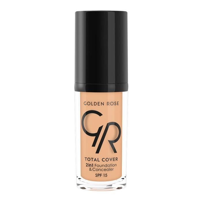 Fond de teint 2 en 1 - GOLDEN ROSE - Total Cover - N07 Naturel Médium - 30 ML - Beige