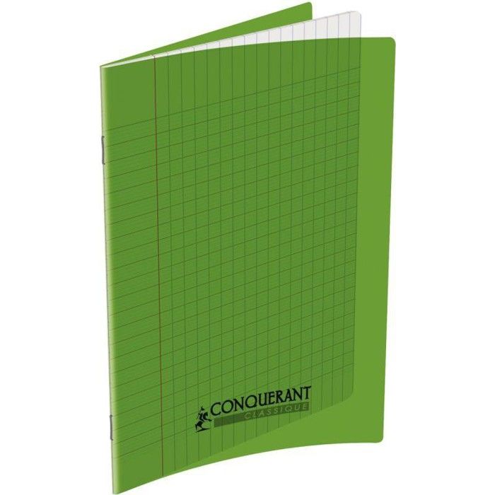 Cahier - CONQUERANT - 140 pages - Seyès - 90 g - Couverture polypropylène vert - A4