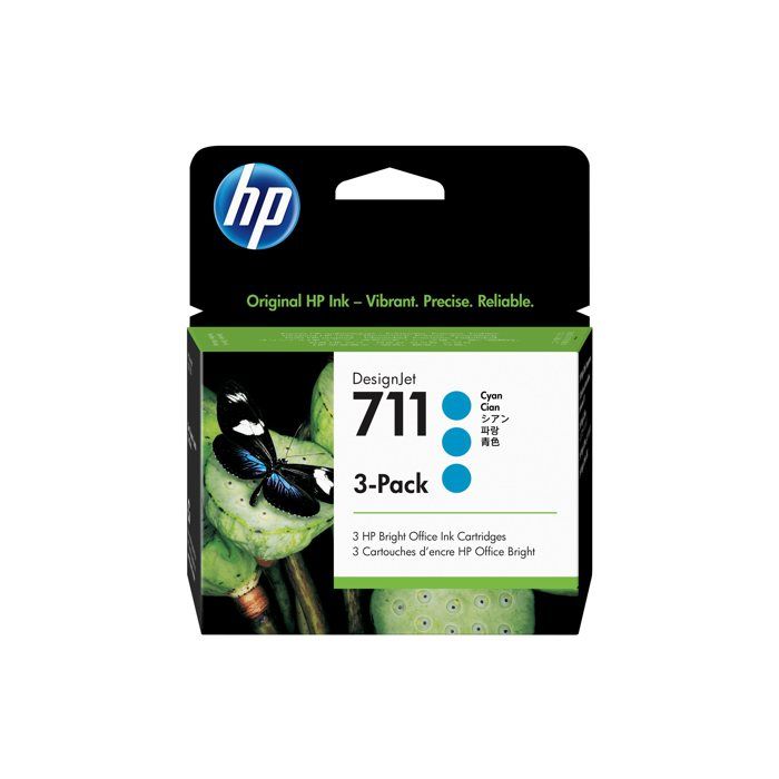 Cartouche d'encre HP 711 - Pack de 3 - Cyan
