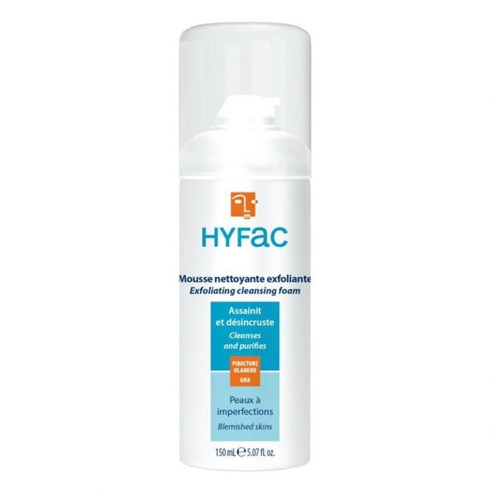 Mousse nettoyante exfoliante - HYFAC - 150ML - Hypoallergénique - Peaux grasses - AHA