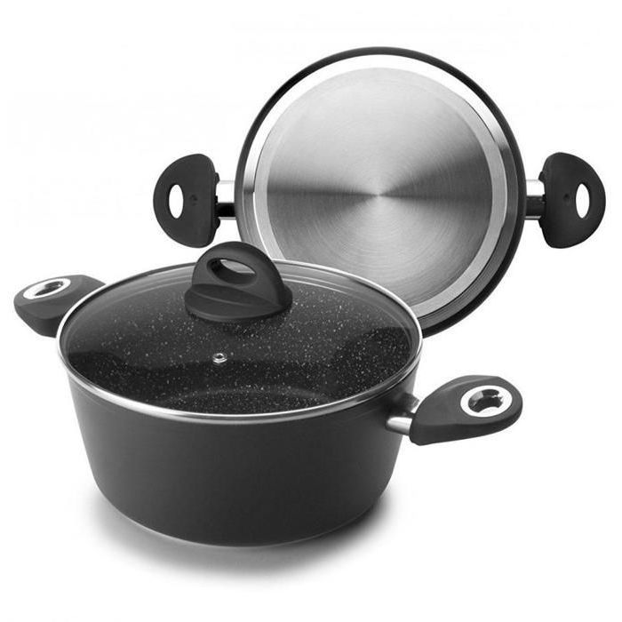 Casserole - IBILI - Natura - 20 cm - Antiadhésif Pierre - Compatible Induction - Couvercle Verre