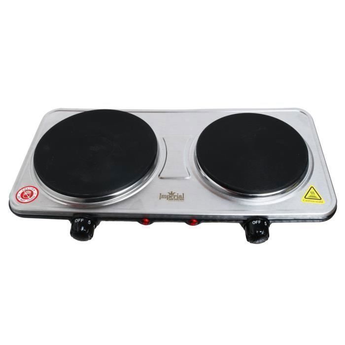 Plaque chauffante électrique - IMPERIAL - DB03 - Inox - 2 plaques - 1500W et 1000W
