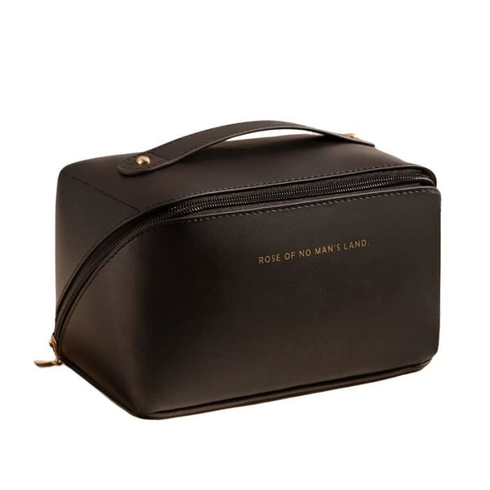 Trousse à cosmétiques - INF - Le noir - Cuir PU - Souple - Zippée