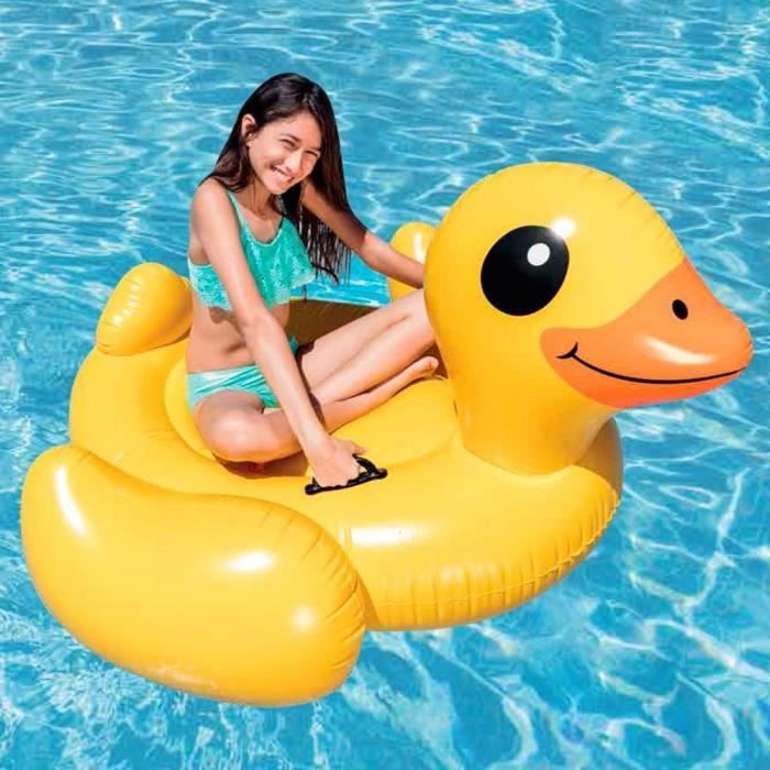 Bouée gonflable Canard Jaune à Chevaucher - INTEX - Jeux de Piscine - 2 poignées de maintien