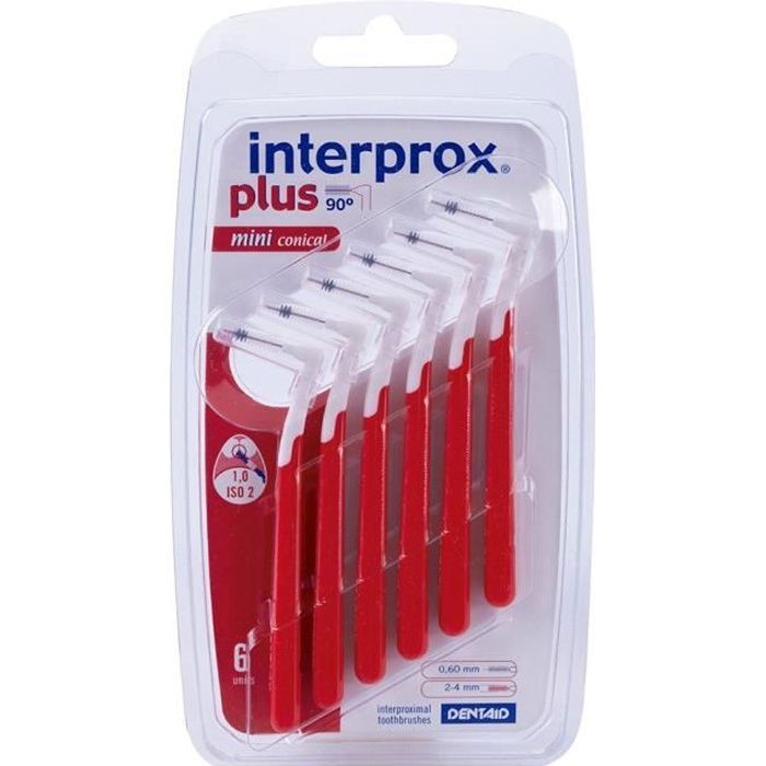 Brossettes Interdentaires - INTERPROX Plus - Mini Conical - Rouge - 6 unités - 2-4mm
