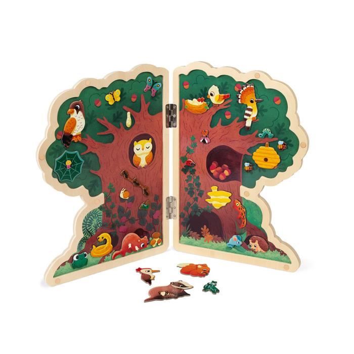 Jeu éducatif en bois - JANOD - Mon arbre magnétique - 30 magnets d'animaux et de plantes