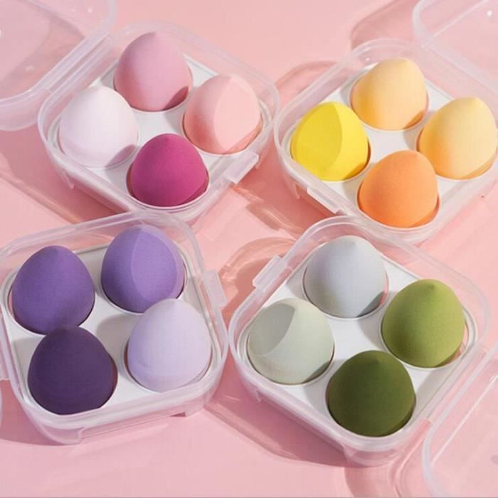 Kentop Maquillage Éponge à Fond de Teint Blender pour Beauty Maquillage de Mélange de Fond de Crème et Poudre Liquides (4 Pièces)