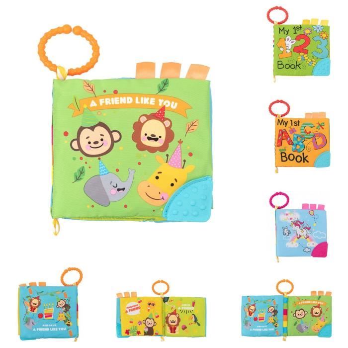 Kikkaboo Baby livre tissu anneau dentition livre d'apprentissage sans bisphénol [Vert]