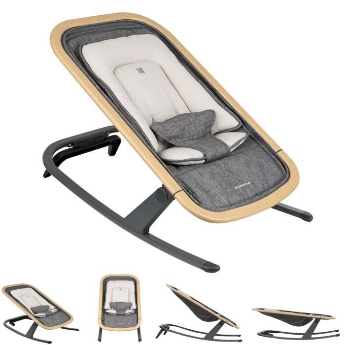 Kikkaboo transat Calmo, réglable, ceinture de sécurité, fonction balancelle [Gris]