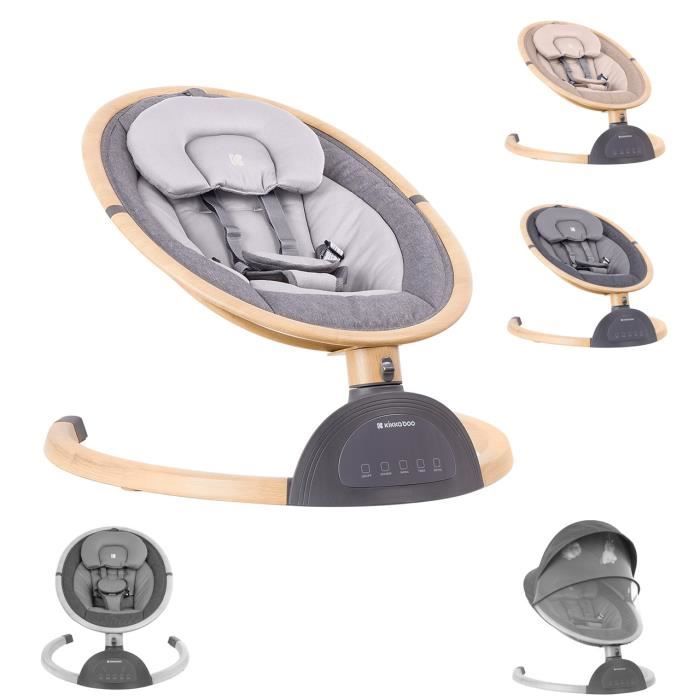 Kikkaboo transat Ashlee électrique fonction balancelle moustiquaire télécommande [gris clair]