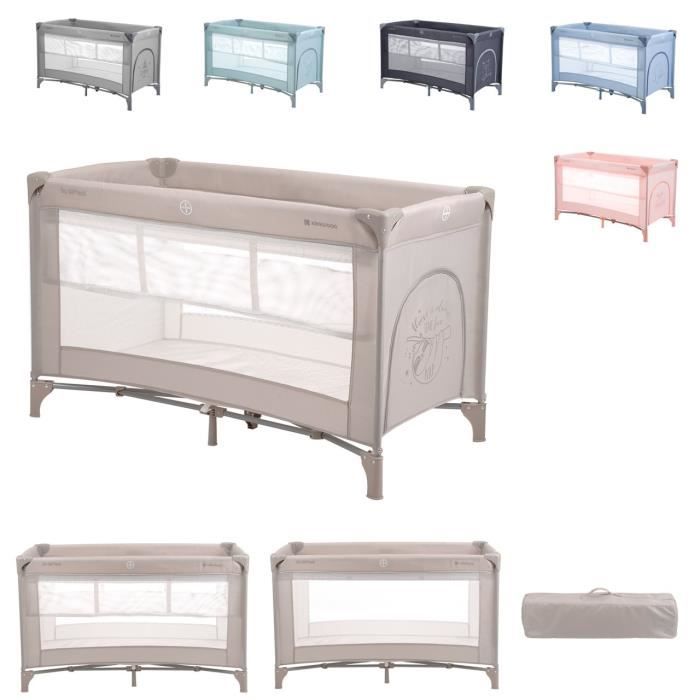 Kikkaboo, lit de voyage parc enfants So Gifted matelas à 2 niveaux sac transport [Marron]