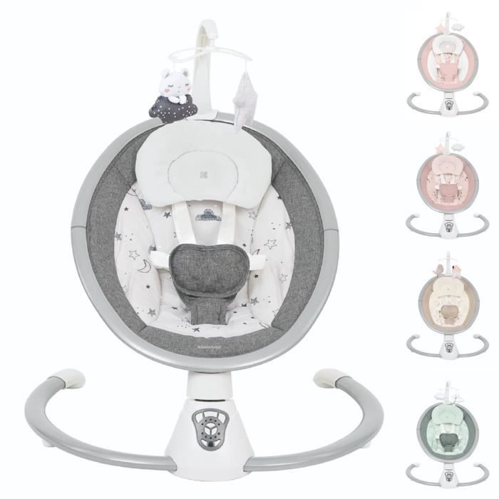 Kikkaboo, transat électrique pour bébé Twiddle, fonction swing, télécommande [gris gris clair]