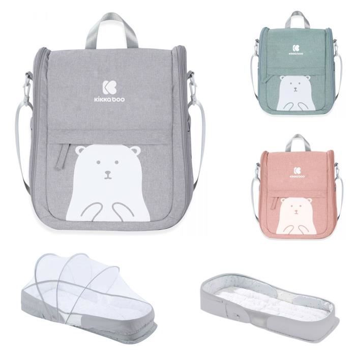 Kikkaboo Sac à langer 2 en 1 - Bear Carry Cot Matelas à langer Moustiquaire [Gris]