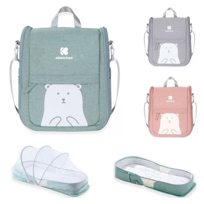 Kikkaboo Sac à langer 2 en 1 - Bear Carry Cot Matelas à langer Moustiquaire [Vert]