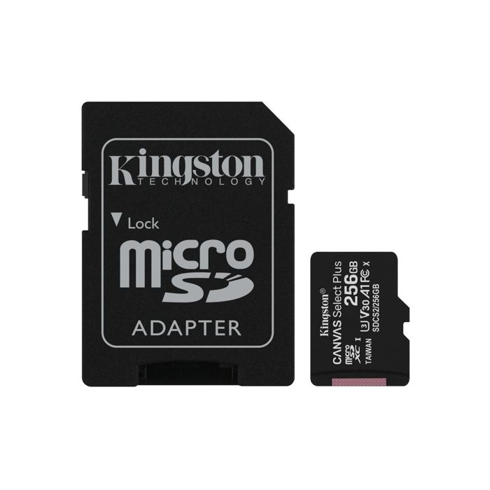 Carte mémoire microSDXC UHS-I KINGSTON Canvas Select Plus 256 Go A1 / Video Class V30