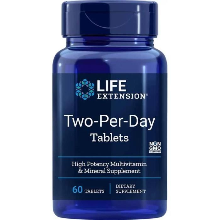 LIFE EXTENSION Two-Per-Day Multivitamines 60 Comprimés