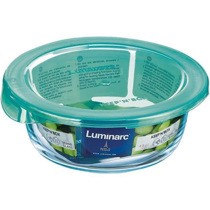 LUMINARC Boite ronde + couvercle Keep'n box 39 cl transparent et vert