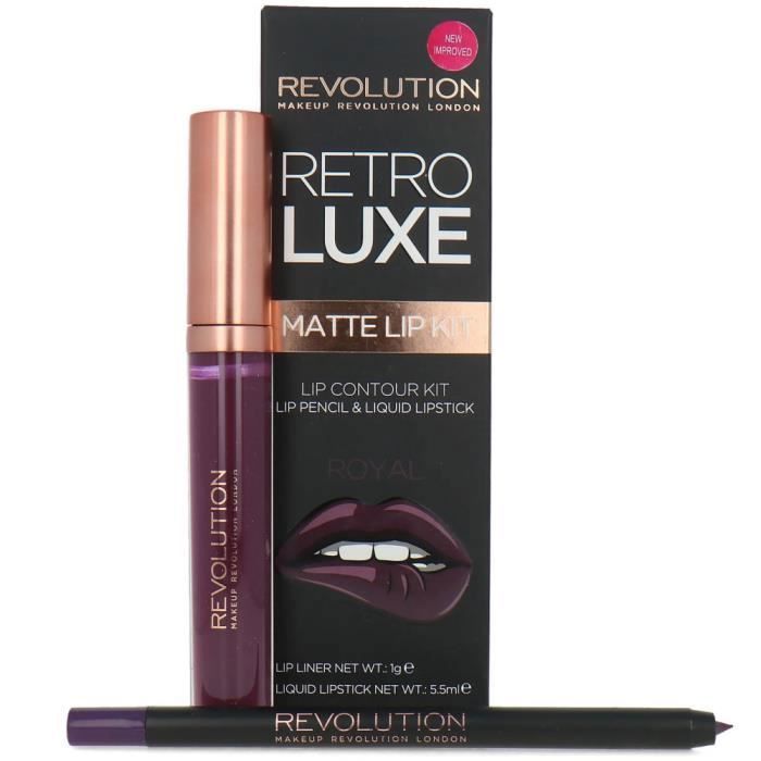 Kit pour les Lèvres Mat - Makeup Revolution - Royal - Rouge à lèvres liquide - Crayon à lèvres - Fini intense