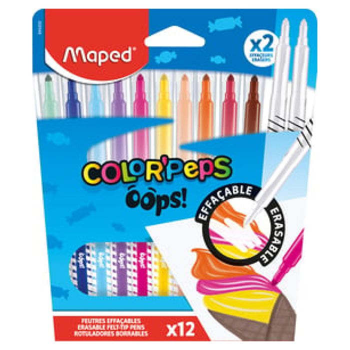 Feutre effaçable - Maped - COLOR PEPS OOPS - Étui de 12 - Pointe conique - Assorti