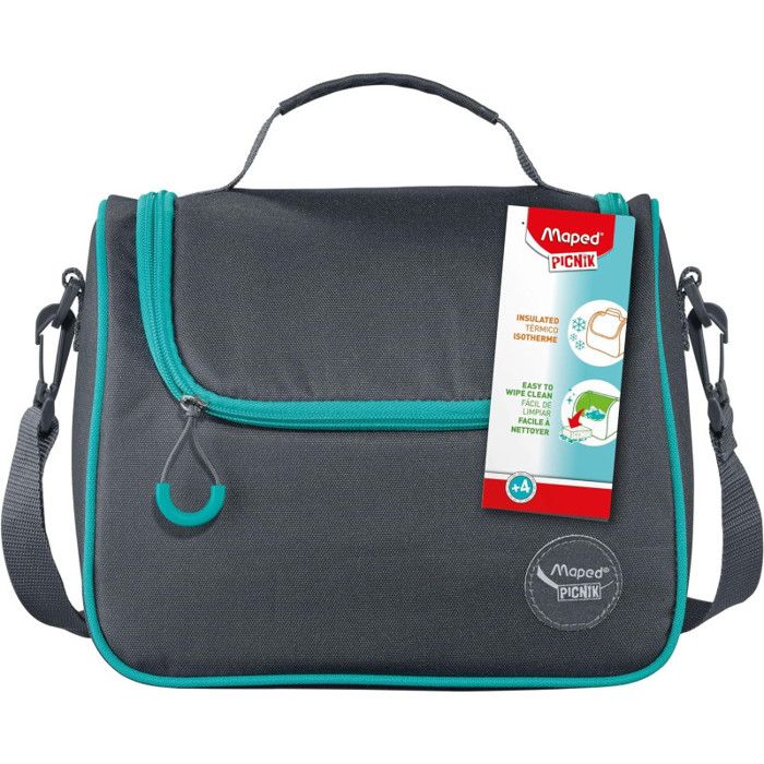 Sac à déjeuner et goûter - Isotherme - Bleu/Gris - Avec bandoulière - Picnik - Maped