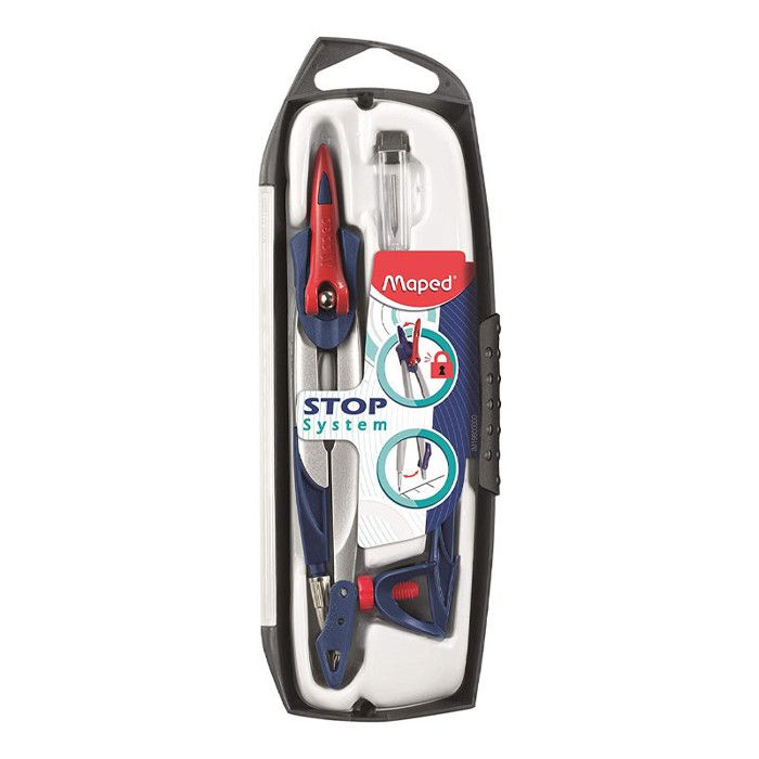Compas Stop System - MAPED - Gris - Pour Enfant dès 6 ans - Concept exclusif et breveté de blocage des branches