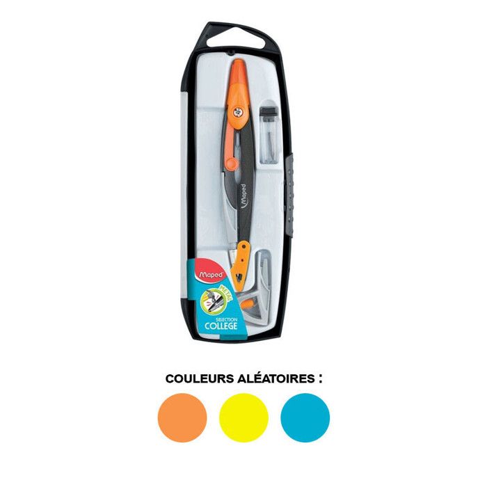 Compas - Maped - Open Métal - Coffret 3 Pièces - Bague Universelle - Étui Mines Orange