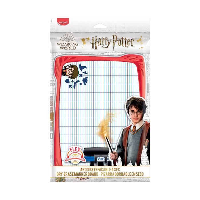 Ardoise blanche incassable MAPED HARRY POTTER + 1 feutre + 1 brosse