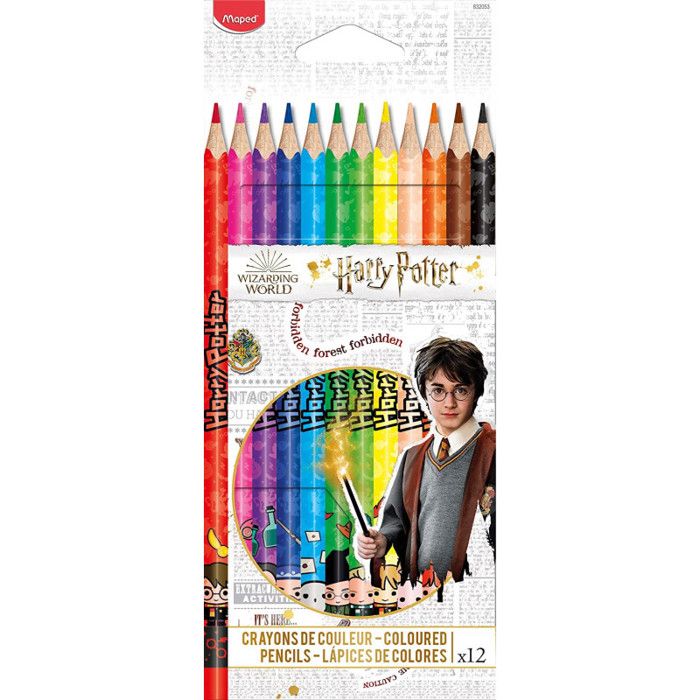 Crayons de couleur - Maped - Harry Potter - 12 pièces - Mine résistante - Bois
