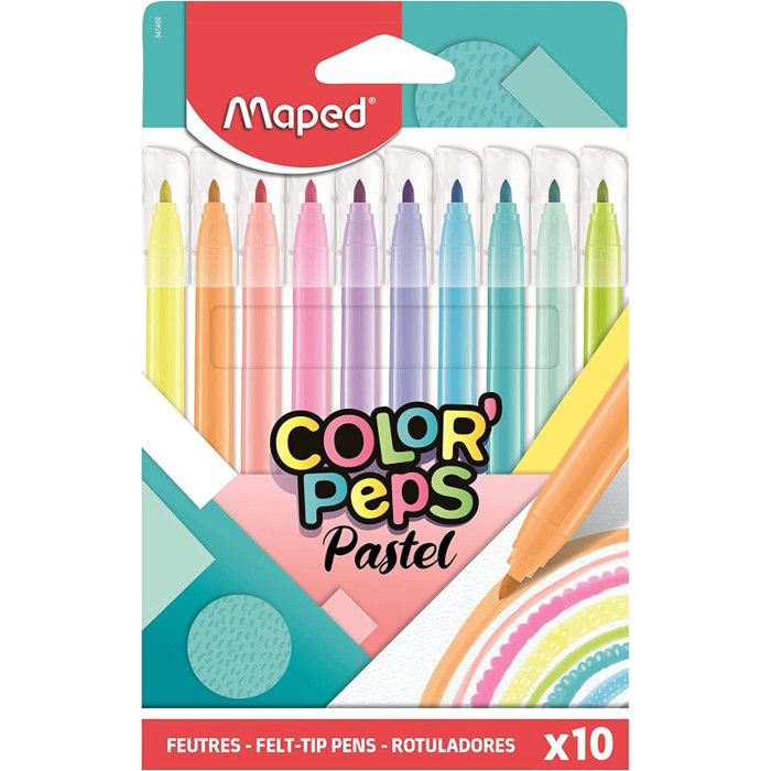 Feutres de coloriage - Maped - Color'Peps - Couleurs pastel - Mine résistante