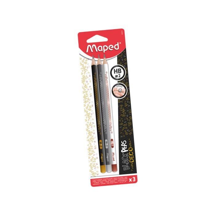 Crayons Graphite BLACK'PEPS DECO HB x3, en blister