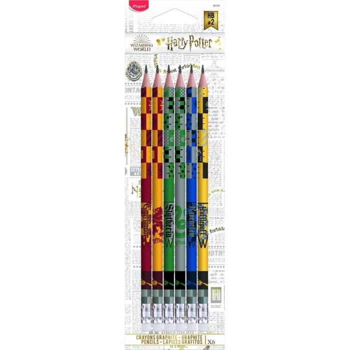 Crayon à papier - Harry Potter - Lot de 6 - Multicolore - Bois - Standard