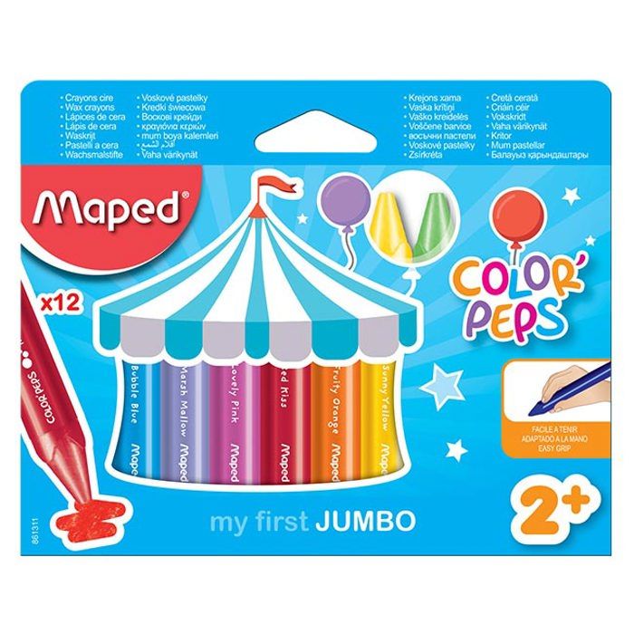 Crayons de cire - Maped - My First Wax Jumbo - 12 couleurs - Forme triangulaire - Pour bébés