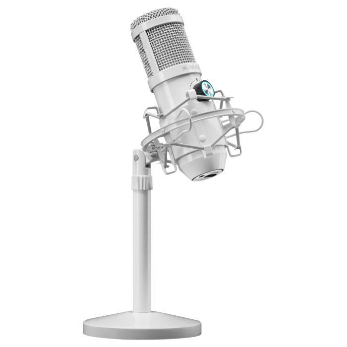 Microphone Studio - Mars Gaming - MMICX - Blanc - USB Plug & Play - Haute Définition